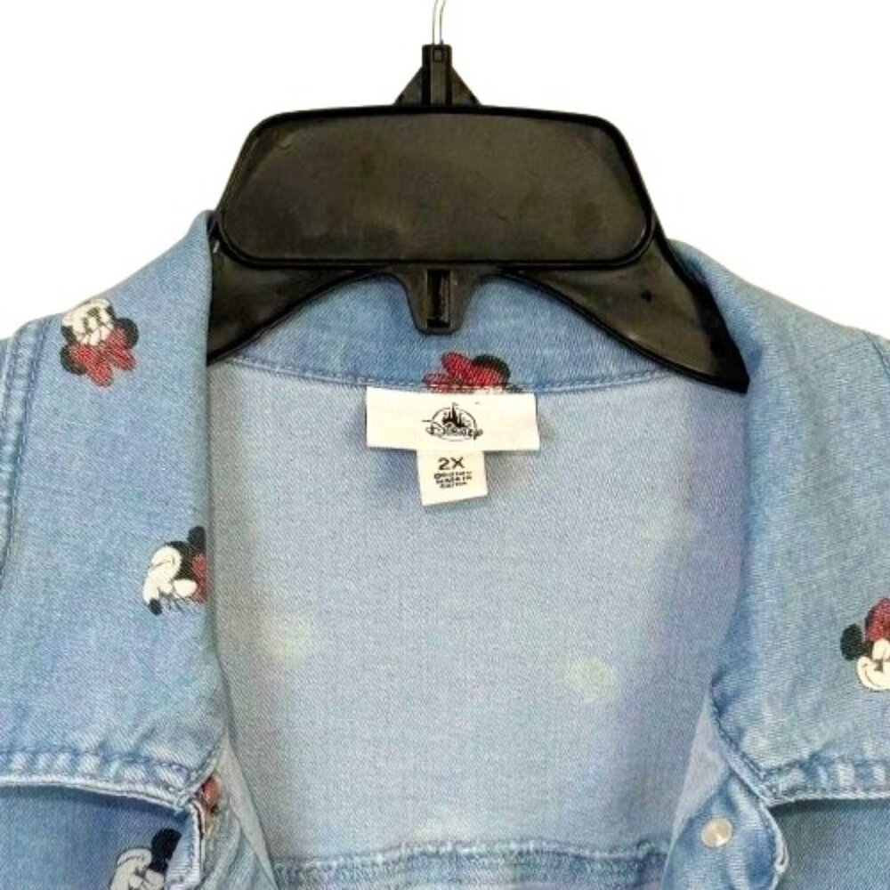 Disney Parks Womans Minnie Mouse Stretch Denim Jean Jacket SZ 2X - Picture 4 of 15